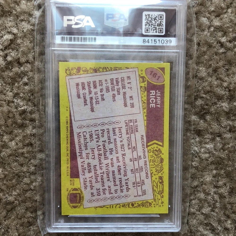 JERRY RICE 1986 TOPPS ROOKIE REPRINT W/SIGNED AUTOGRAPH PSA DNA AUTHENTIC AUTO - Picture 3 of 3
